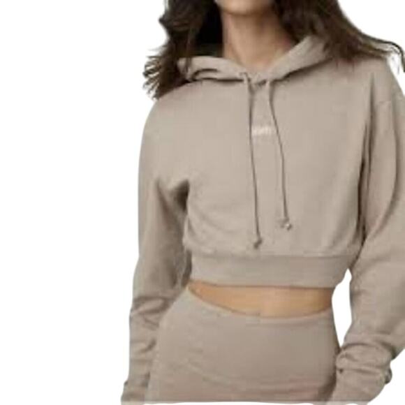 KITH Alexa Copped Hoodie and Sweatpants Chai Fleece Embroidered Logo Sz XS